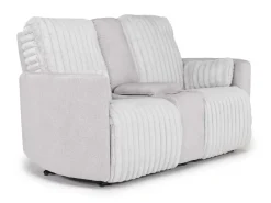Mor Furniture Jessica Reclining Console Loveseat In Presley Fog/Charlotte Mist