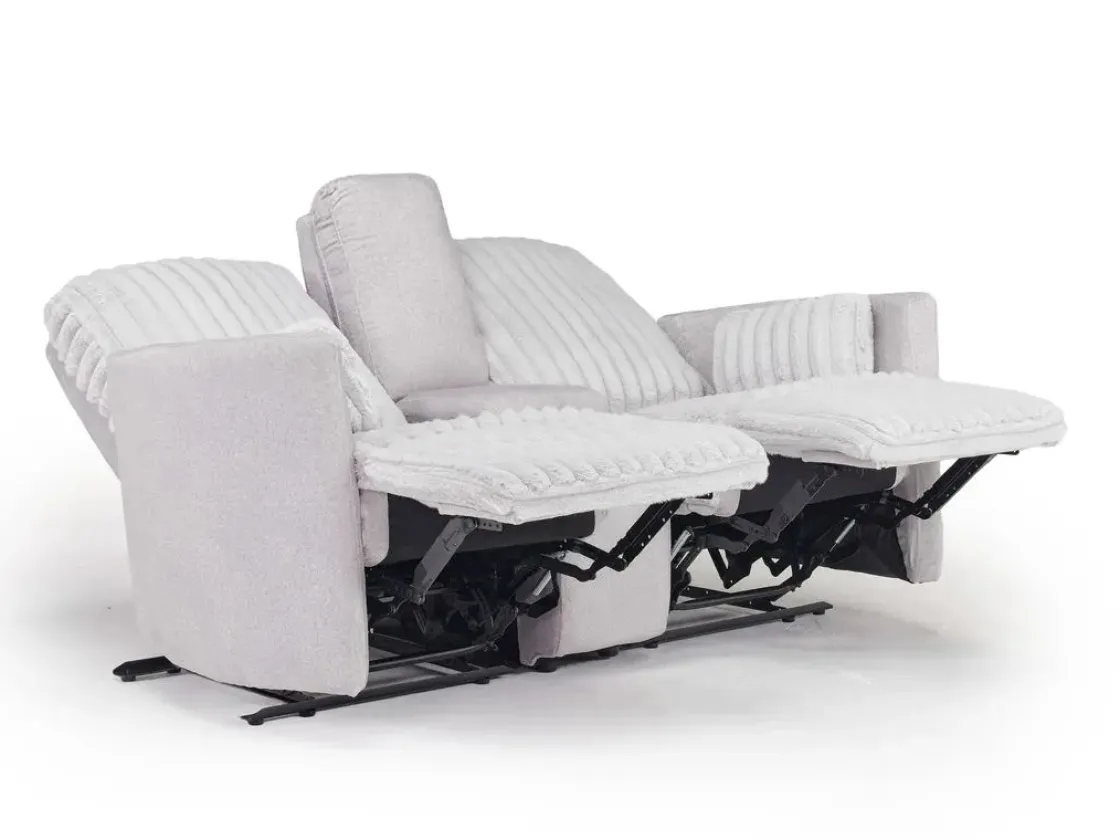 Mor Furniture Jessica Reclining Console Loveseat In Presley Fog/Charlotte Mist