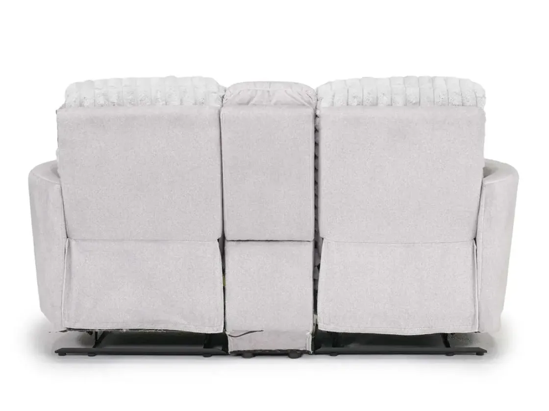 Mor Furniture Jessica Reclining Console Loveseat In Presley Fog/Charlotte Mist