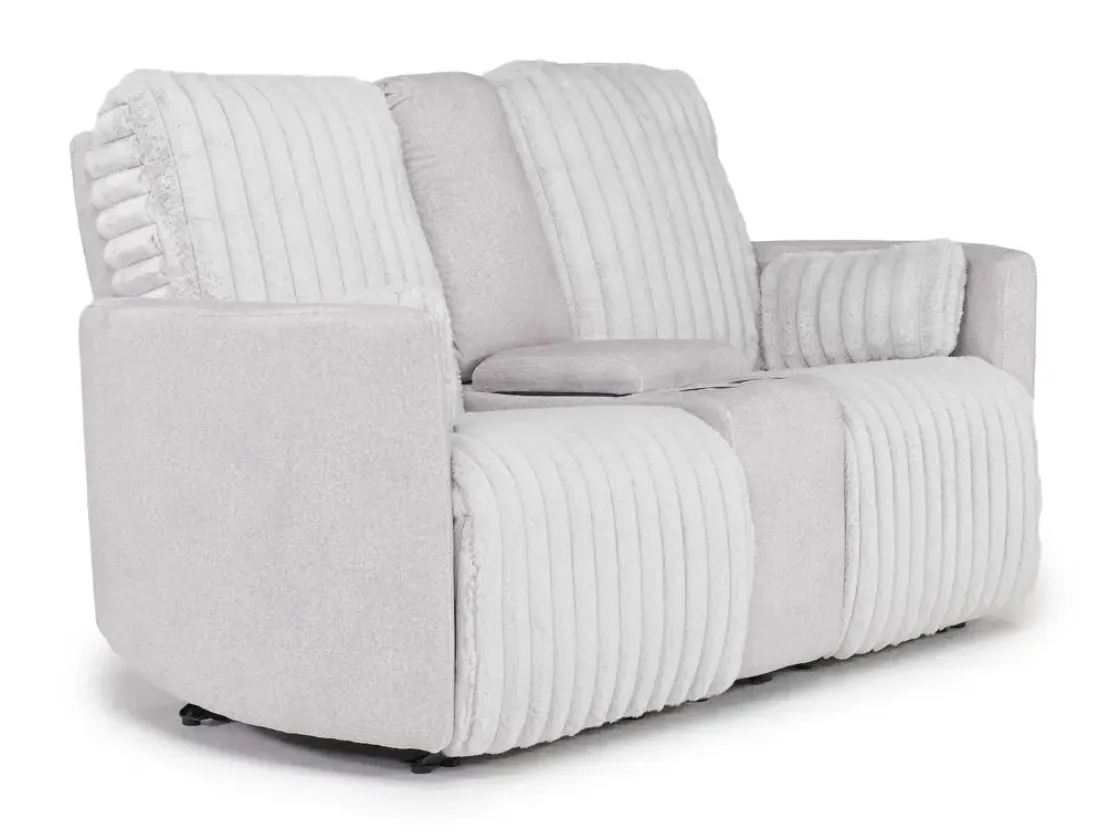 Mor Furniture Jessica Reclining Sofa & Console Loveseat In Presley Fog/Charlotte Mist