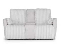 Mor Furniture Jessica Reclining Sofa & Console Loveseat In Presley Fog/Charlotte Mist