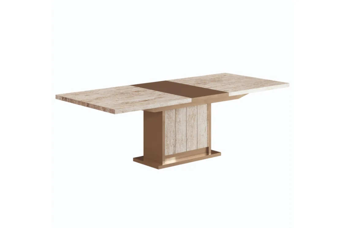 Mor Furniture Jo 83" Dining Table In Gold/Travertino Eco Stone