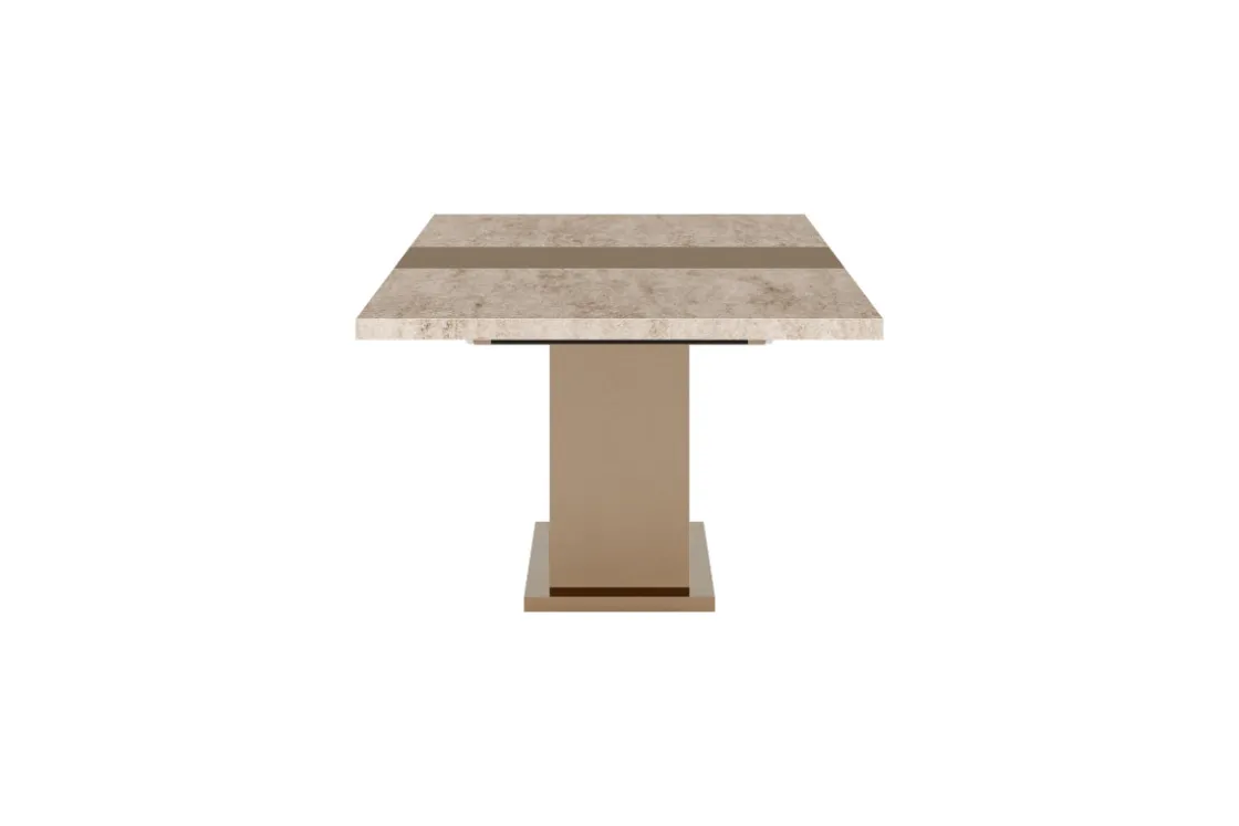 Mor Furniture Jo 83" Dining Table In Gold/Travertino Eco Stone