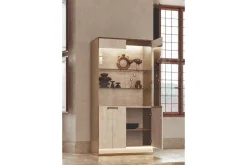 Mor Furniture Jo Curio Cabinet In Gold/Travertino Eco Stone