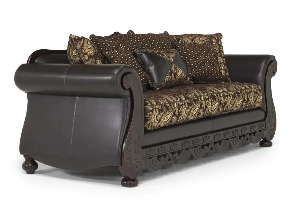 Mor Furniture Jupiter Sofa In Gold & Dark Brown