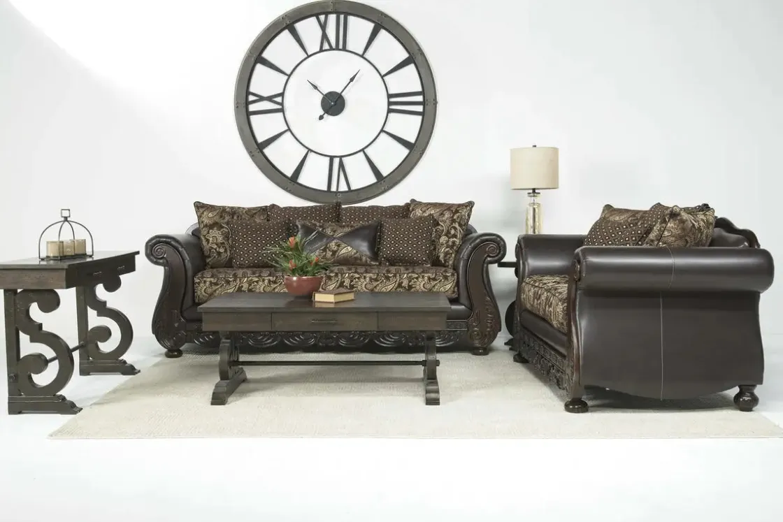 Mor Furniture Jupiter Sofa In Gold & Dark Brown