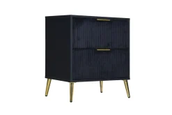 Mor Furniture Kailani Upholstered Panel Bed, Dresser, Mirror & Nightstand In Black, Queen
