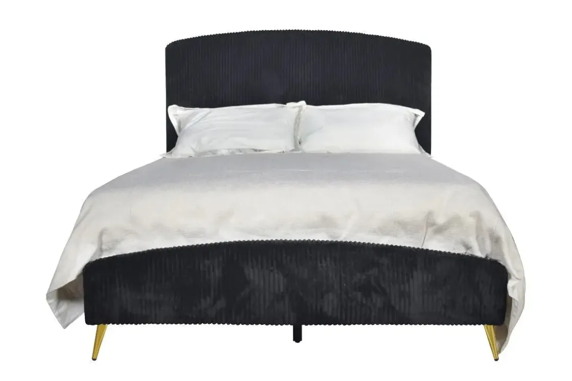 Mor Furniture Kailani Upholstered Panel Bed In Black, Queen