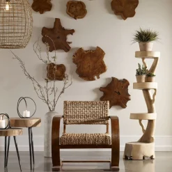 Mor Furniture Kalani Wood Wall Art In Bleached Brown, Set Of 3