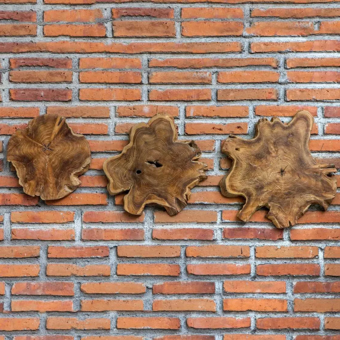 Mor Furniture Kalani Wood Wall Art In Bleached Brown, Set Of 3