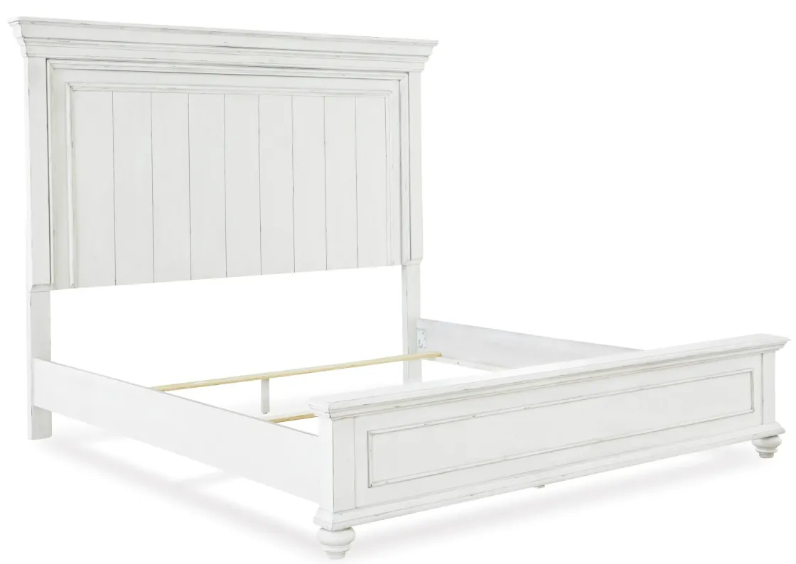 Mor Furniture Kanwyn Panel Bed, Dresser, Mirror & Nightstand In White Wash, Queen