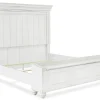 Mor Furniture Kanwyn Panel Bed W/ Storage, Dresser, Mirror & Nightstand In White Wash, Queen