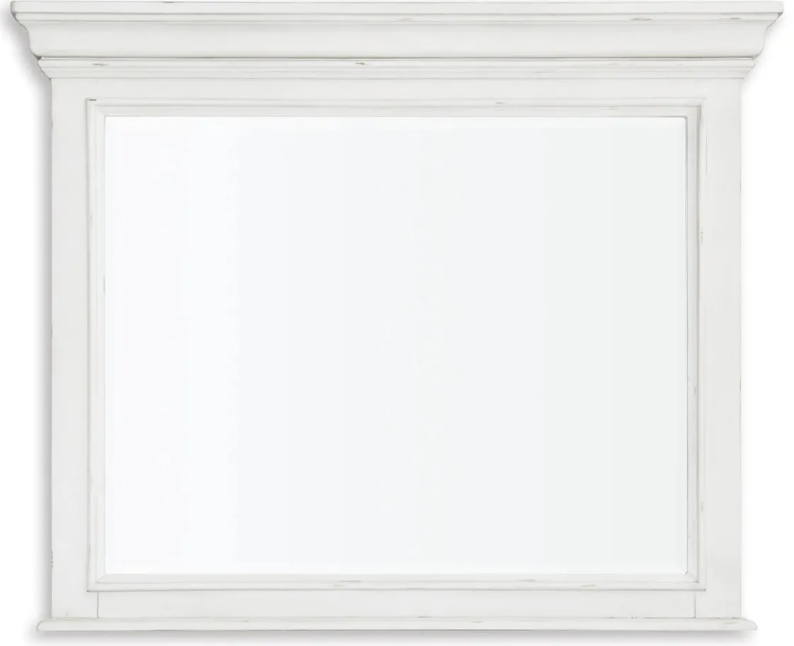 Mor Furniture Kanwyn Panel Bed W/ Storage, Dresser, Mirror & Nightstand In White Wash, Queen