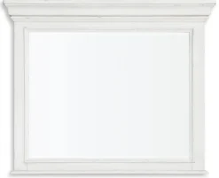 Mor Furniture Kanwyn Panel Bed W/ Storage, Dresser, Mirror & Nightstand In White Wash, Queen