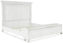 Mor Furniture Kanwyn Panel Bed W/ Storage, Dresser, Mirror & Nightstand In White Wash, Queen