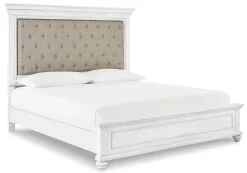 Mor Furniture Kanwyn Upholstered Panel Bed In White Wash, Queen
