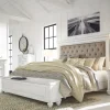 Mor Furniture Kanwyn Upholstered Panel Bed W/ Storage In White Wash, Queen