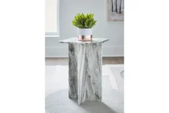 Mor Furniture Keithwell Round Accent Table In Gray & White