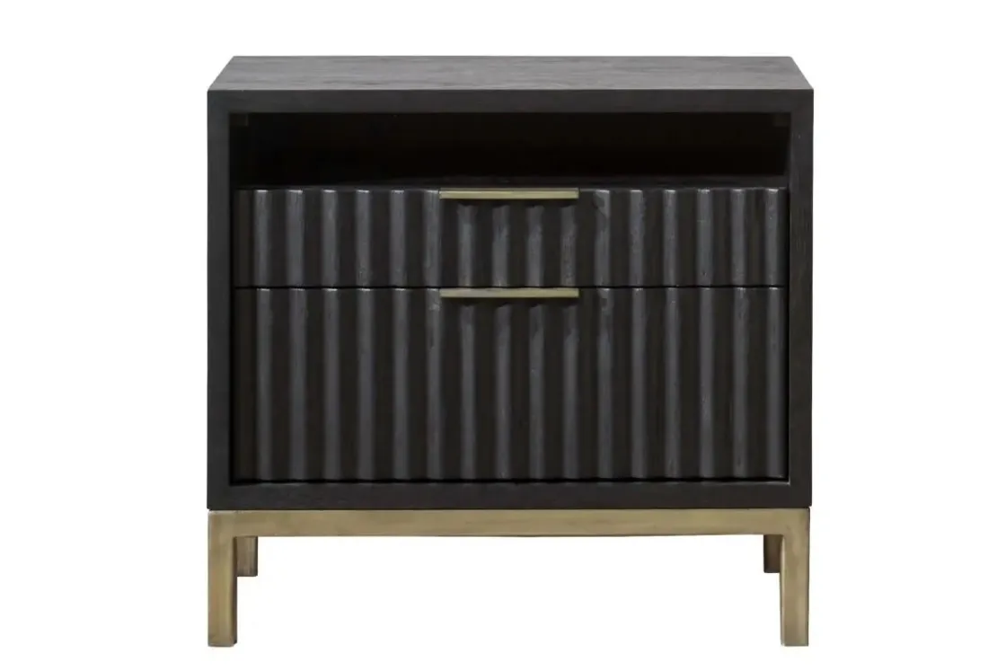 Mor Furniture Kentfield 2 Drawer Nightstand In Black Drifted Oak