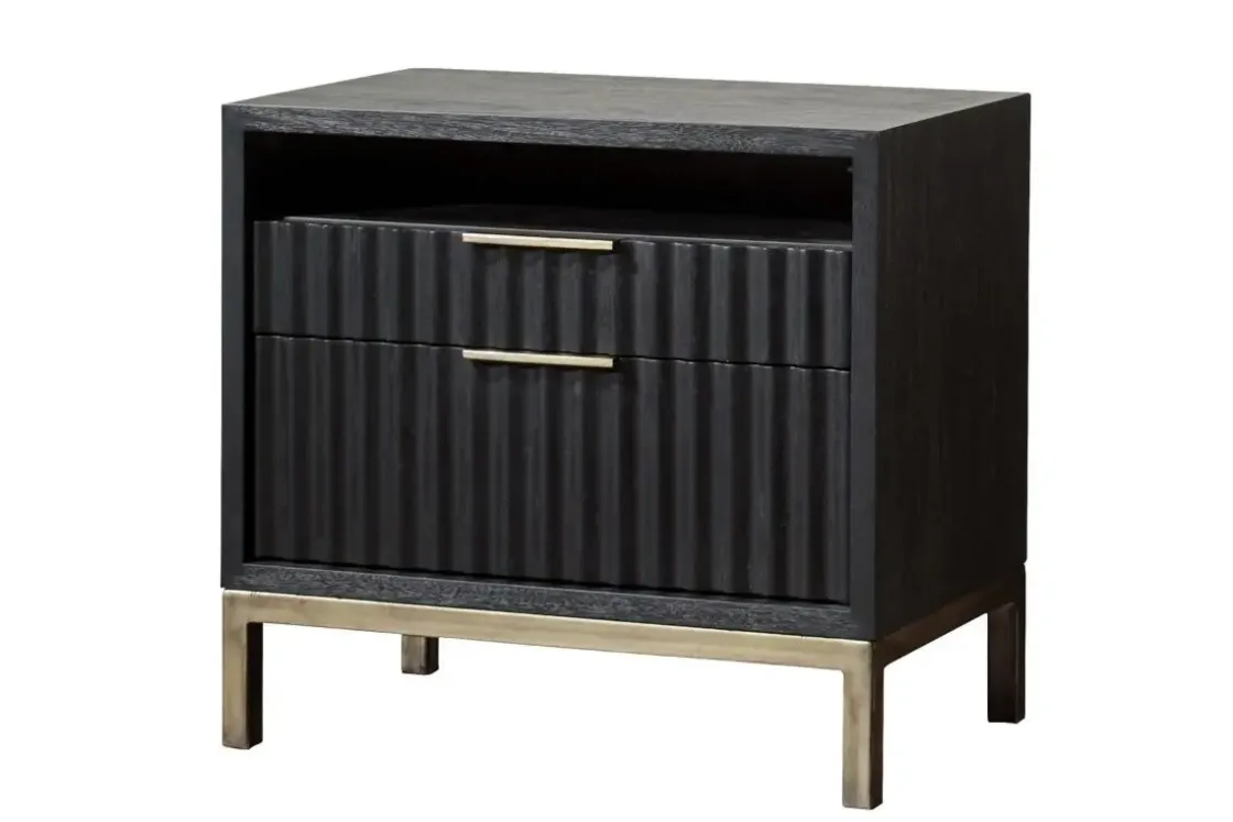 Mor Furniture Kentfield Platform Bed, Dresser, Mirror & Nightstand In Black Drifted Oak, Full