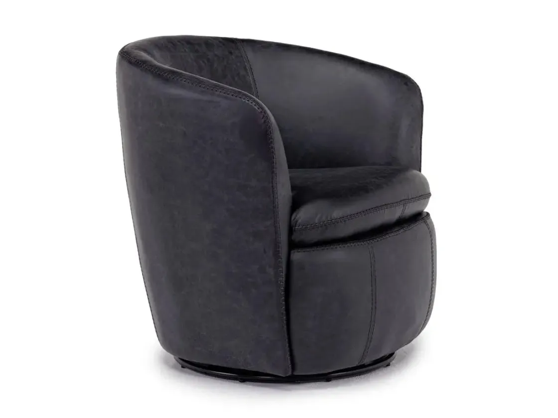 Mor Furniture Kierreys Swivel Chair In Charcoal Leather