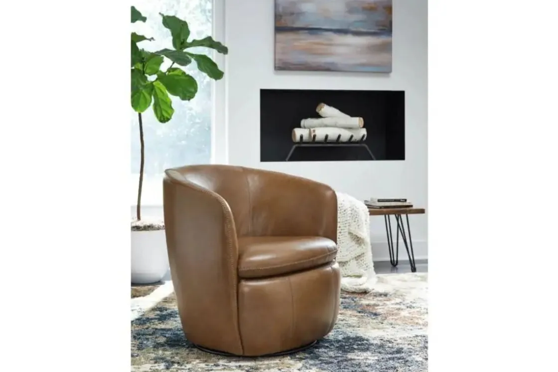 Mor Furniture Kierreys Swivel Chair In Charcoal Leather