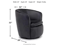 Mor Furniture Kierreys Swivel Chair In Charcoal Leather