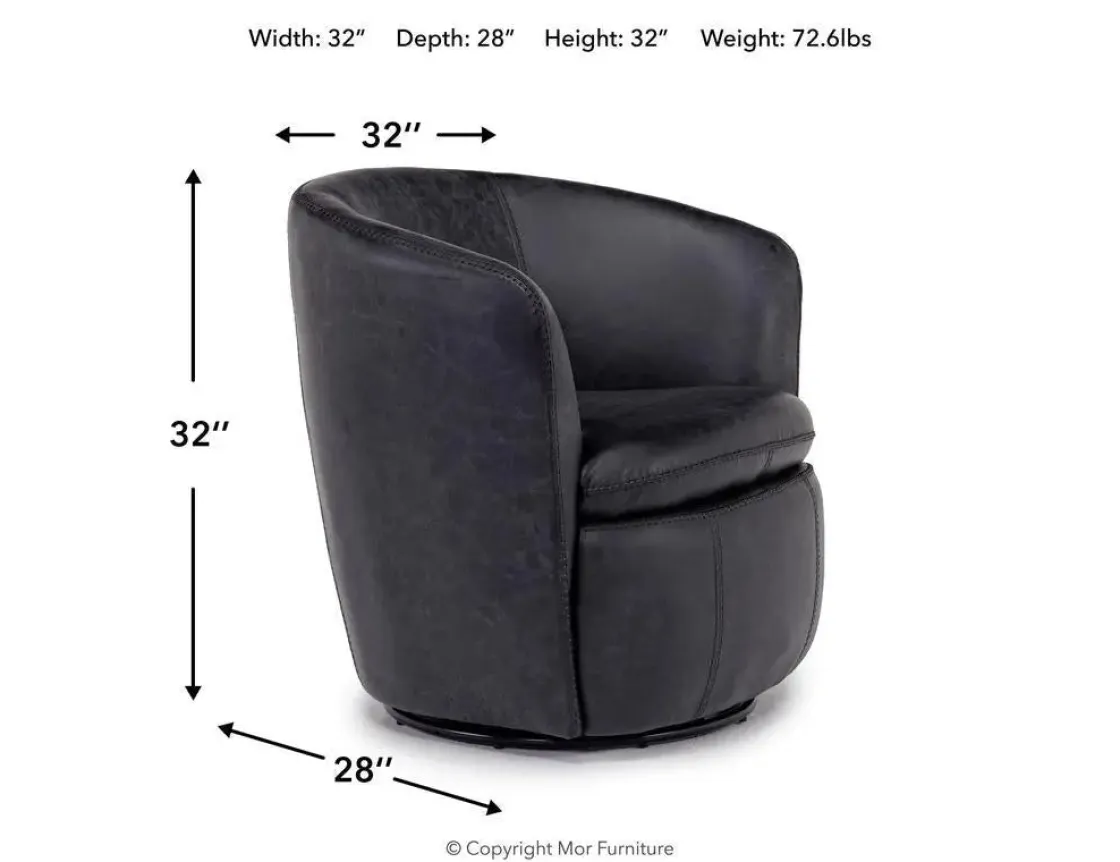 Mor Furniture Kierreys Swivel Chair In Charcoal Leather