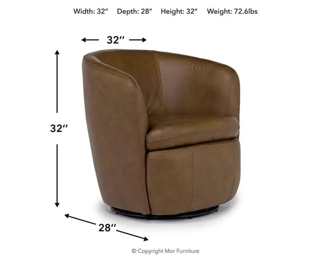 Mor Furniture Kierreys Swivel Chair In Charcoal Leather