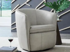 Mor Furniture Kierreys Swivel Chair In Charcoal Leather