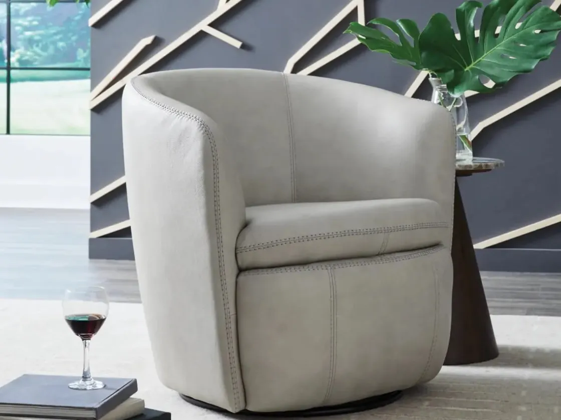Mor Furniture Kierreys Swivel Chair In Charcoal Leather