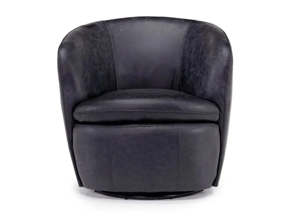 Mor Furniture Kierreys Swivel Chair In Charcoal Leather