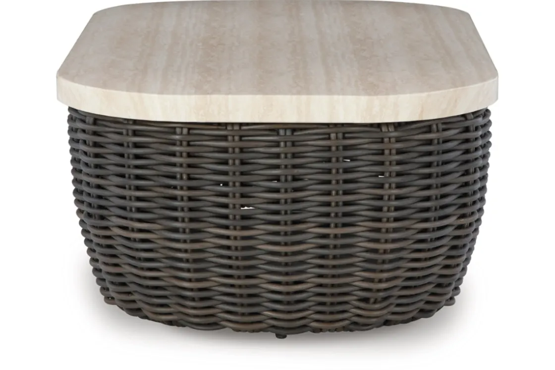 Mor Furniture Kimora Outdoor Coffee Table In Beige/Dark Brown