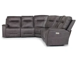 Mor Furniture Kingston 6 Piece 3 Power Sectional W/ 3 Power Armless Recliner In Canyon Ocean