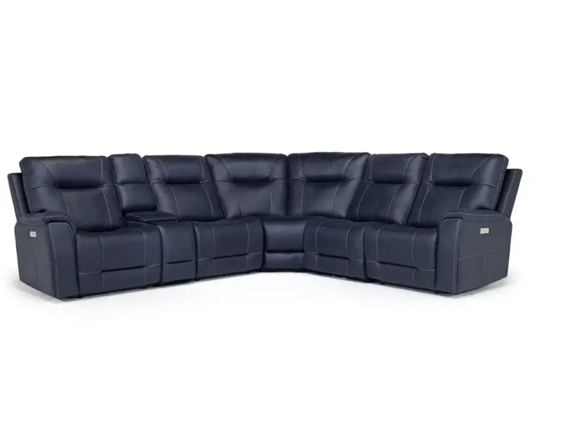 Mor Furniture Kingston 6 Piece 3 Power Sectional In Canyon Ocean