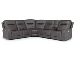 Mor Furniture Kingston 6 Piece 3 Power Sectional In Canyon Ocean