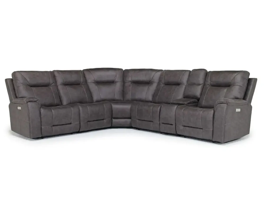 Mor Furniture Kingston 6 Piece 3 Power Sectional In Canyon Ocean