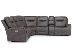 Mor Furniture Kingston 6 Piece 3 Power Sectional In Canyon Ocean
