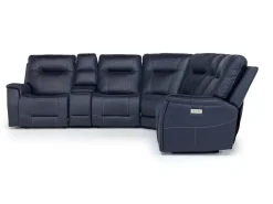 Mor Furniture Kingston 6 Piece 3 Power Sectional In Canyon Ocean