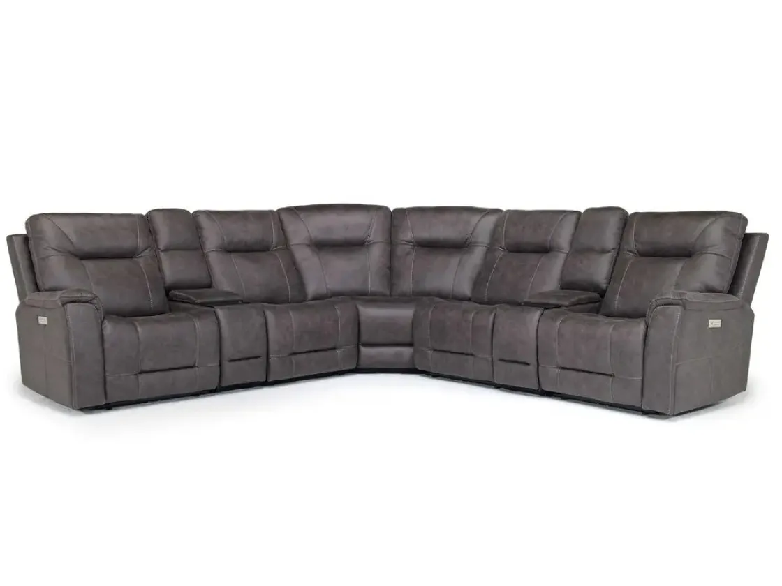 Mor Furniture Kingston 7 Piece Sectional W/ Usb In Canyon Ocean