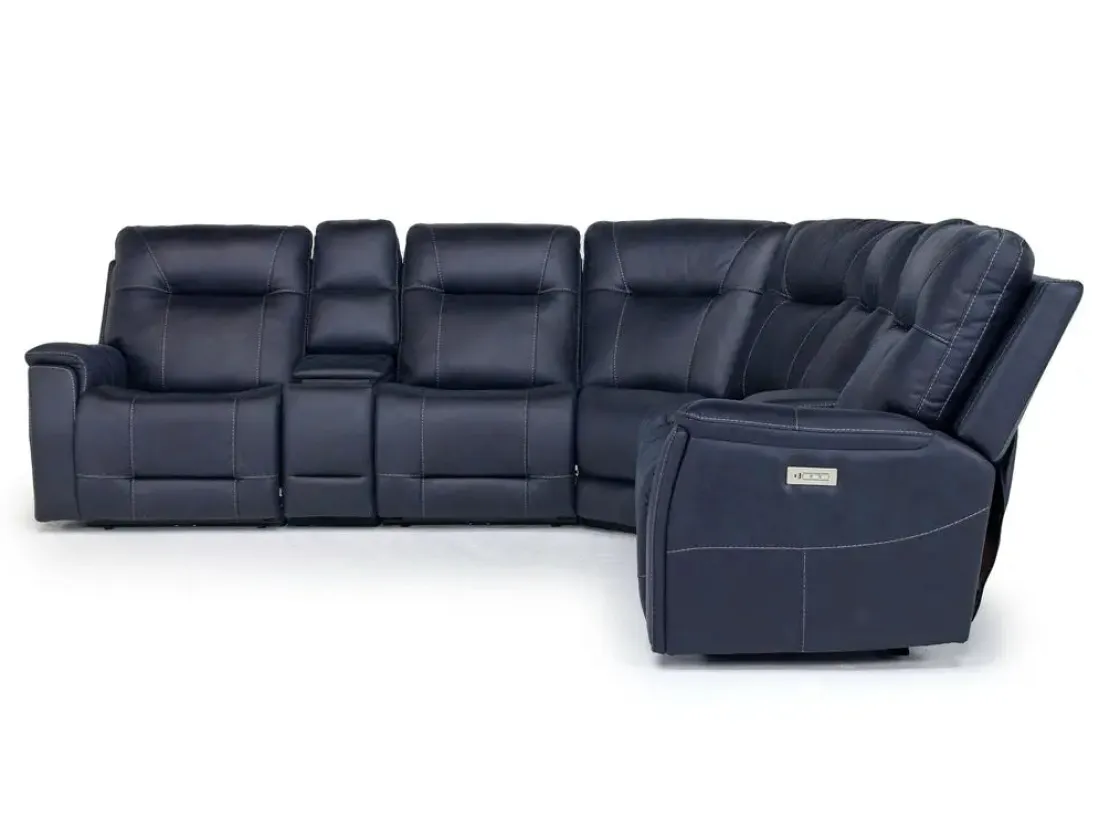 Mor Furniture Kingston 7 Piece Sectional W/ Usb In Canyon Ocean