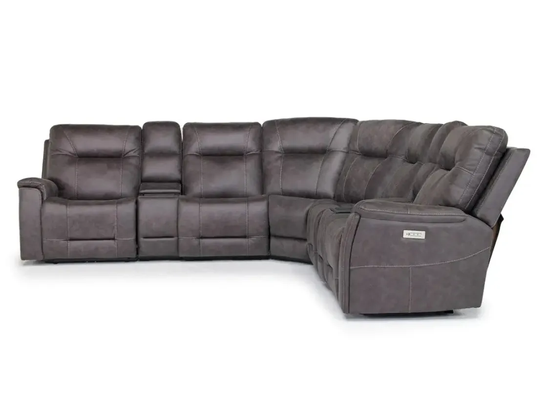 Mor Furniture Kingston 7 Piece Sectional W/ Usb In Canyon Ocean