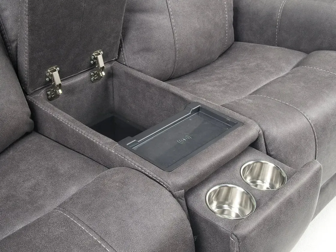 Mor Furniture Kingston 3 Power Console Loveseat In Ocean Blue