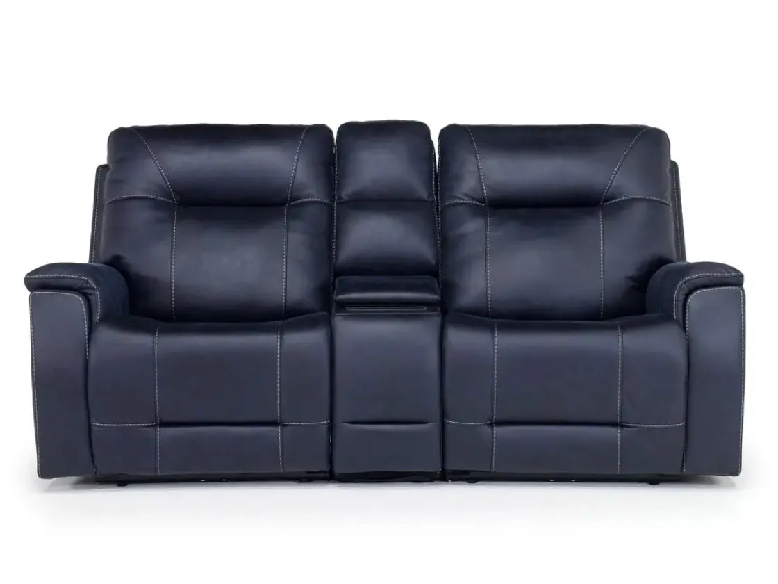 Mor Furniture Kingston 3 Power Console Loveseat In Ocean Blue