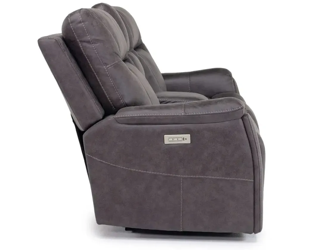 Mor Furniture Kingston 3 Power Console Loveseat In Ocean Blue