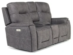 Mor Furniture Kingston 3 Power Console Loveseat In Ocean Blue