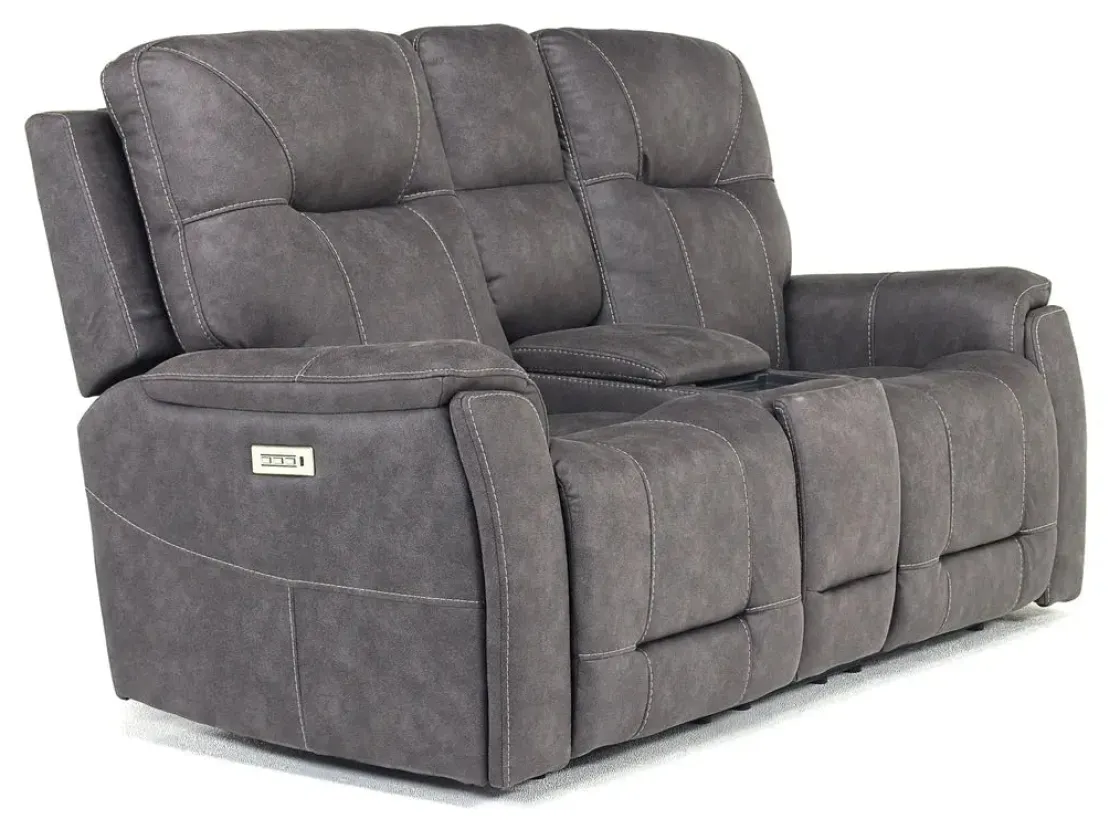 Mor Furniture Kingston 3 Power Console Loveseat In Ocean Blue