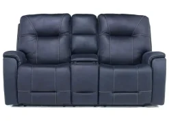 Mor Furniture Kingston 3 Power Console Loveseat In Ocean Blue