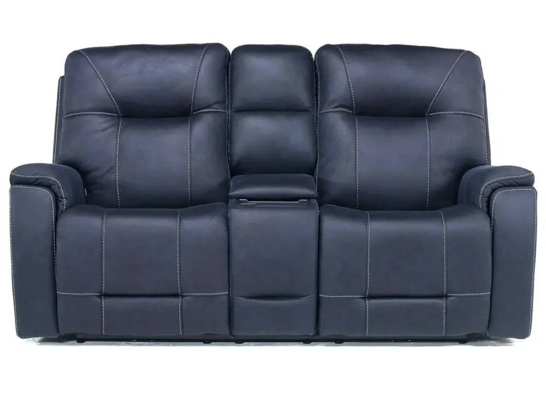 Mor Furniture Kingston 3 Power Console Loveseat In Ocean Blue