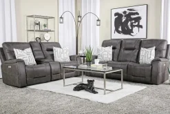 Mor Furniture Kingston 3 Power Sofa & Console Loveseat In Ocean Blue